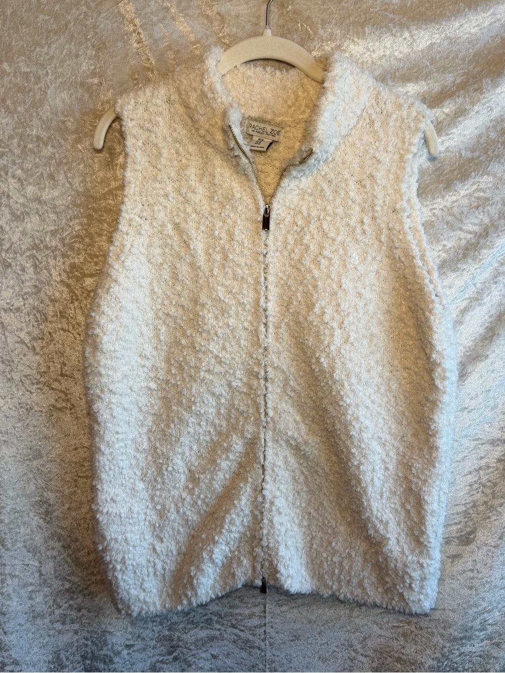 Rachel Zoe Cream Bouclé Teddy Sherpa Zip Vest Size M
